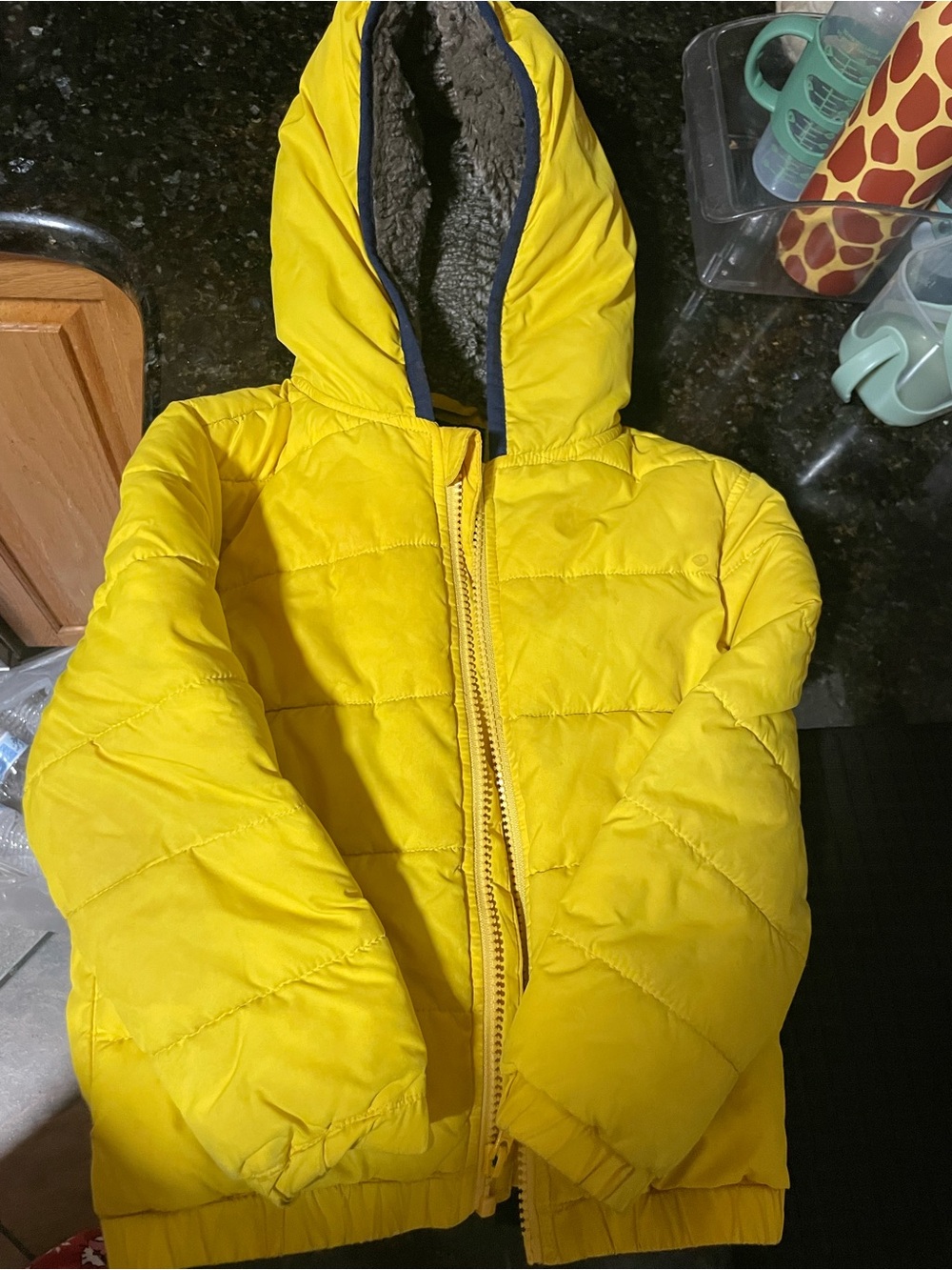 Janie and Jack Bright Yellow Hooded Puffer Jacket